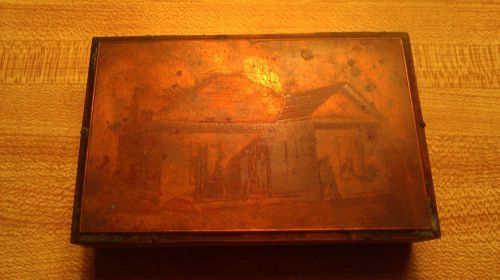 Letterpress Printing Printers Block - Copper plate - House in the country
