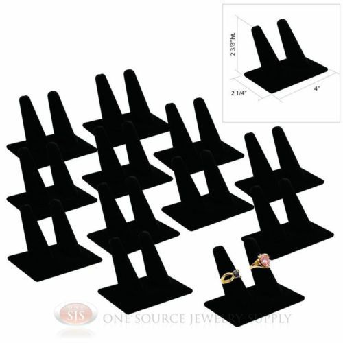 (12) 2 3/8&#034; Double Finger Black Velvet Ring Display Jewelry Presentation