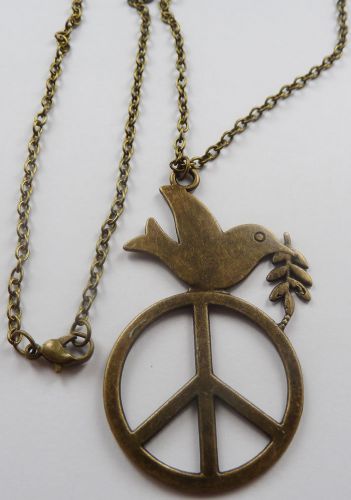 Lots of 10pcs bronze plated peace dove Costume Necklaces pendant 662mm