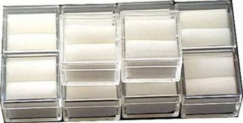 TUFTED SQUARE CLEAR ACRYLIC GEM BOXES 10 QTY