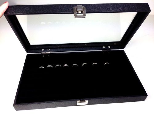 72 ring display glass top case w/ black velvet insert  jewelry organizer for sale