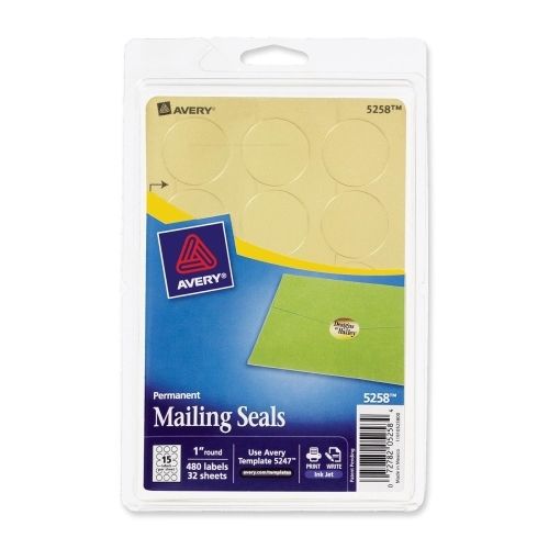 Lot of 4 avery metallic mailing seal - 1&#034; d -480/pk - circle - inkjet -gold for sale