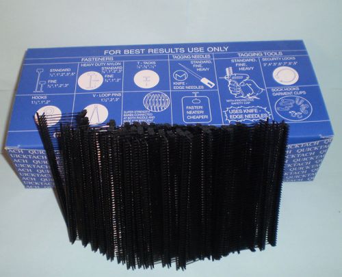 5000 BLACK 1&#034; CLOTHING GARMENT PRICE LABEL TAGGING fastener GUN BARBS  STANDARD