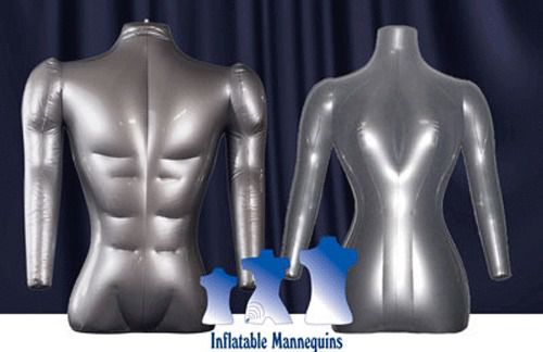 His &amp; Her Special - Inflatable Mannequin - Torso Forms with arms, Silver