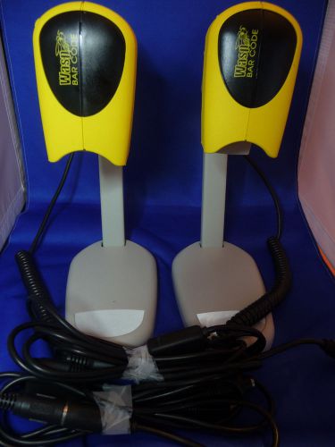 2 GENUINE WASP WLS-9000 WIRED HANDHELD BARCODE SCANNERS WITH STANDS