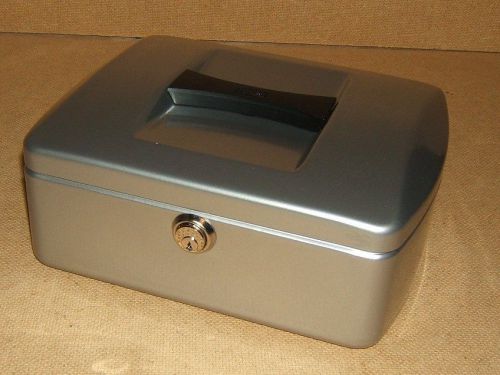 Burg Wachter Cash Box 10-in x 8-in x 3 3/4-in Silver German Made 7250 Steel