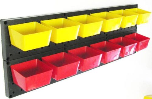 12 Yellow Storage Bins &amp; 2 Wall Mount Pegboard Tracks Organize Crafts  # EB - TU