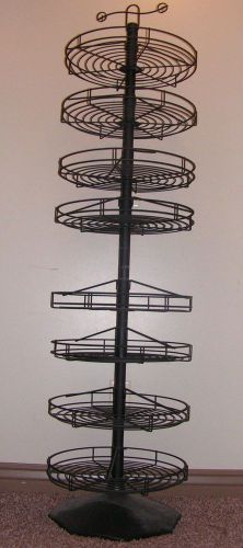 Large round rotating metal retail display rack with sign holder 8 shelf nice! for sale