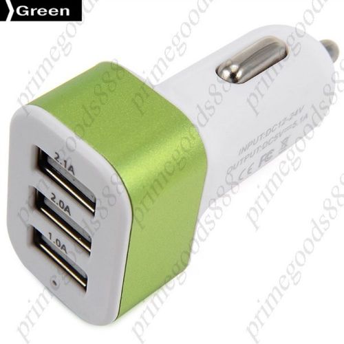 Mini 3 USB Output Car Charger Universal 5.1A  sale cheap low price prices Green