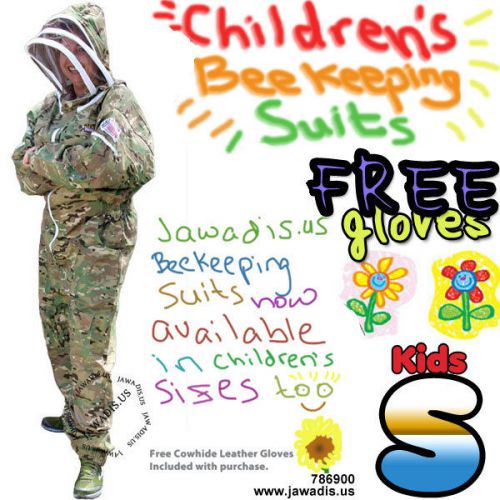 Kids Camouflage Green Bee Suit Pest Control Beekeeping Beekeeper Suit &amp; Veil [S]