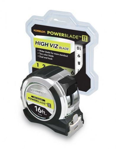 Komelon 81416 PowerBlade II 16-Foot Double-Sided Wide Hi-Vis Tape Measure, New