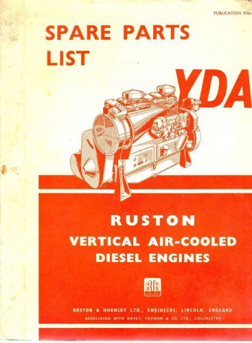 Ruston hornsby yda vertical air cooled diesel engine spare parts list 6713e for sale