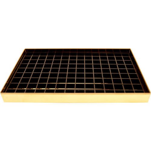 8 1/8&#034; Countertop Drip Tray - Brass Finish - No Drain - Draft Beer Spill Catcher