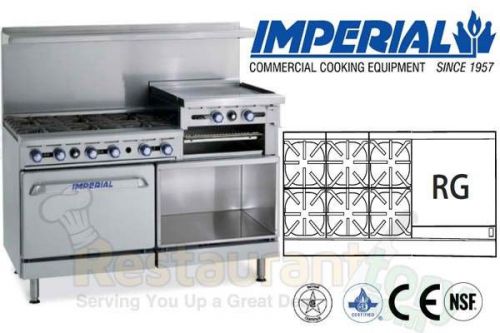 IMPERIAL COMM RESTAURANT RANGE 60&#034; W/ 24&#034; GRIDDLE 2 OVEN NAT GAS IR-6-RG24-CC