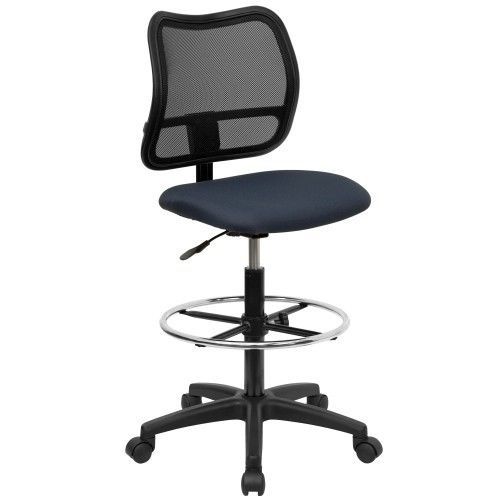 Flash furniture wl-a277-nvy-d-gg mid-back mesh drafting stool with navy blue fab for sale