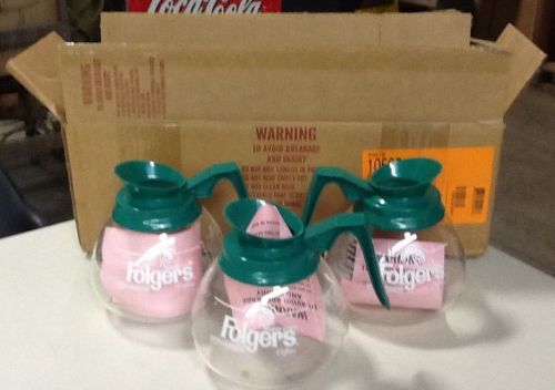 *NEW* SET OF 3 GREEN HANDLED GLASS FOLGERS COFFEE POTS