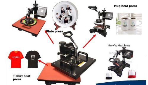 5in1 Heat Press Machine Digital Transfer Sublimation T-Shirt Mug Hat Plate Cap