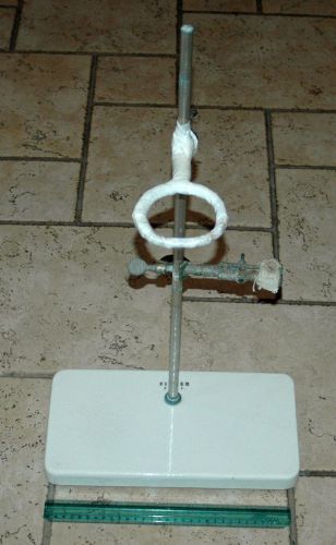 Fisher scientific porcelain lab stand wth fisher clamp and flask holder for sale