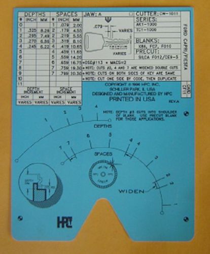 HPC 1200 CF11 Code card  used Like new FORD Capri / Fiesta For 7- Cut Locks