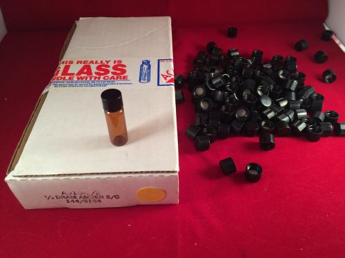 144 pcs Amber 1/2  Dram Glass Vials w/ caps  sealed box