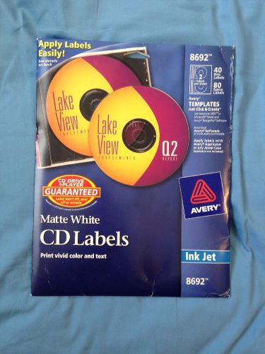 Avery 8692 CD Labels, Ink Jet Matte White 40Pk