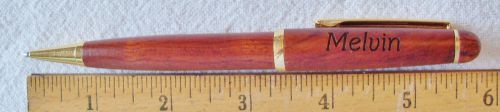 PERSONALIZED &#034;MELVIN&#034; LASER ENGRAVED ALASKA &amp; EAGLE ROSEWOOD CLIP BALLPOINT PEN