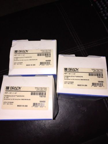 3 NIB Brady PSPT-187-1-WT Permasleeve Markers. FREE SHIP