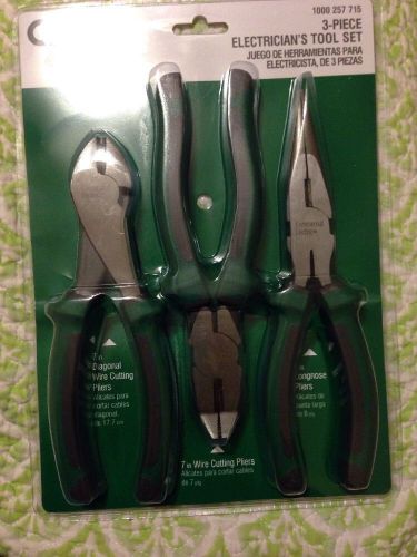 &#034;commercial electric&#034;  3 piece electrician&#039;s tool set - pliers diagonal longnose for sale