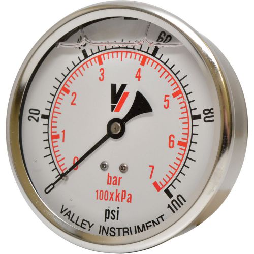 Valley Grade A 4in Back Mount Glycerin Filled Gauge-0-100 PSI #4240GXB100