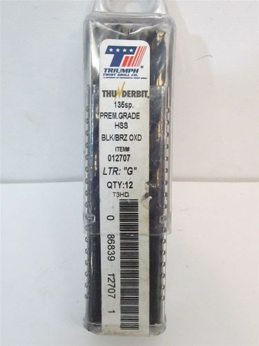 Triumph twist drill 012707, letter &#034;g&#034;, hss jobber length drill bits - 12 each for sale