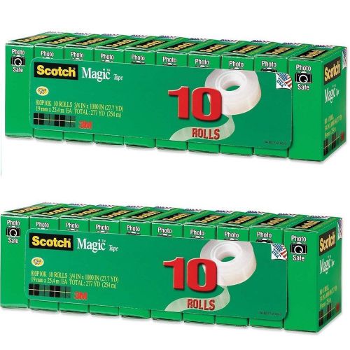 Lot of 20 rolls new scotch magic invisible tape 3/4&#034; x 1000&#034; ~ total 20000 inch for sale