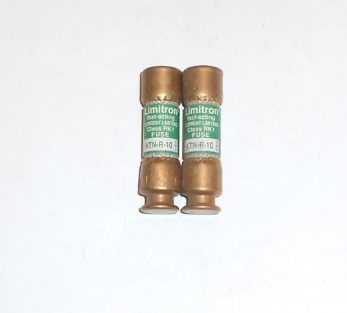 Lot of 2 - buss limitron ktn-r 10 fuse ktnr10 250 volt 10 amp for sale