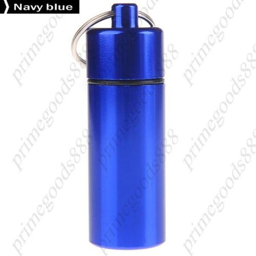 Waterproof Medicine Bottle Capsule Pill Holder Medicine Case Key Ring in Blue