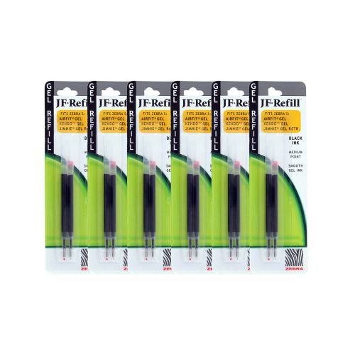 12 Zebra Jimnie Gel RT/Sarasa/Z-Grip Retractable Gel Refill 0.7 Medium Black Ink