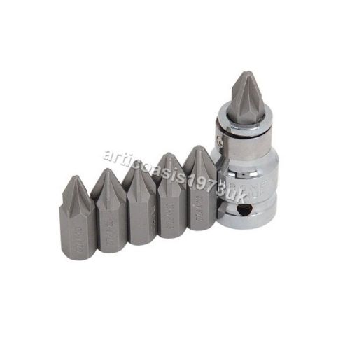 7pc Power Bit Set - Pozi - 1/2&#034; Drive Adaptor - Chrome Vanadium Screwdriver Bit