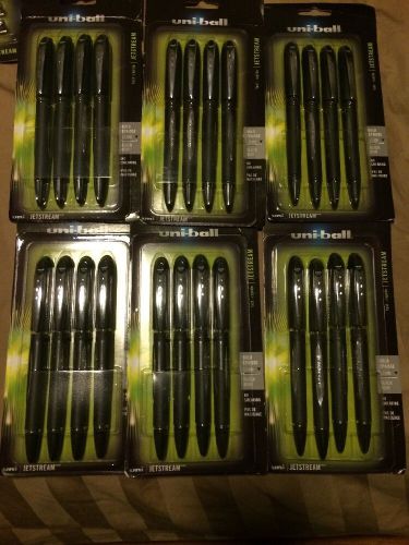 WOW- 24 New Uni-ball Jetstream 1.0 Bold Black Ink Rollerball Pens BEST BUY!