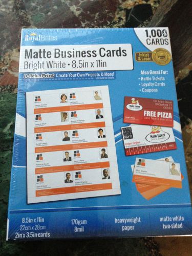 New! X6 BOXES = 6,000 ROYAL BRITES BUSINESS CARDS MATTE 6 BOXES 1,000 EA