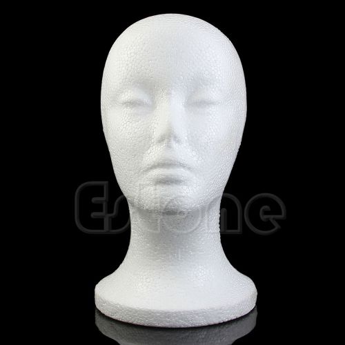 Female styrofoam mannequin manikin head model foam wig hair hat glasses display for sale