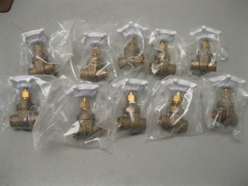 Lot (10) 1/2&#034; Crane 200# WOG BRNZ Solder FP 1320 Gate Valve Lead Free D1 (1230)