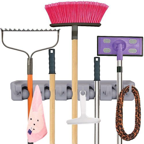 Mop Broom Holder Wall Organizer Handled Tools Home Garden Office Kitchen Garage