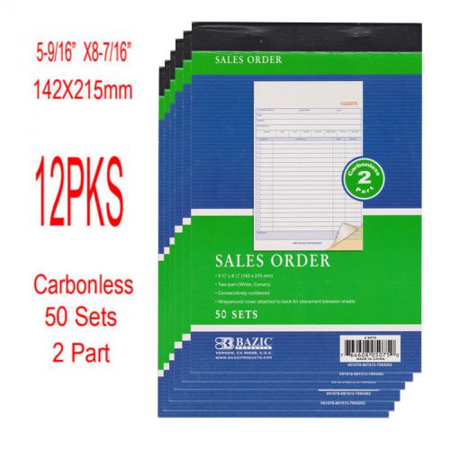 12 PKS Carbonles Cash/Rent Receipt Books Invoice Forms 50 Sets 2 Part