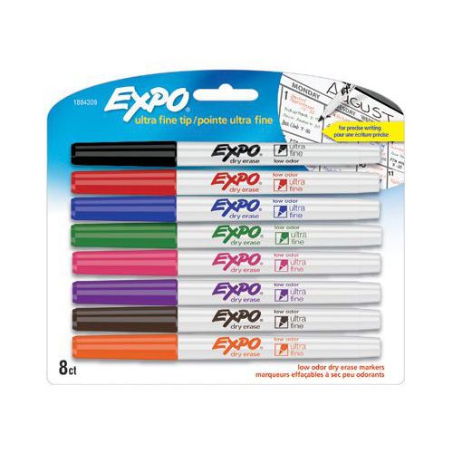 EXPO LOW ODOR ULTRA FINE DRY ERASE MARKERS ASSORTED COLOR VARIETY 8 SET 1884309