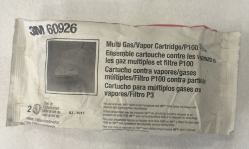 3M™ Multi Gas/Vapor Cartridge/Filter 60926, P100 Respiratory Protection exp 3/17