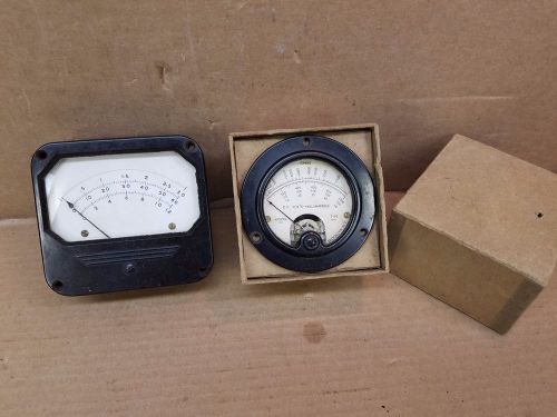 Vintage Lot of 2  Ham Crystals &amp; Other DC Volts Milliamperes Panel meters