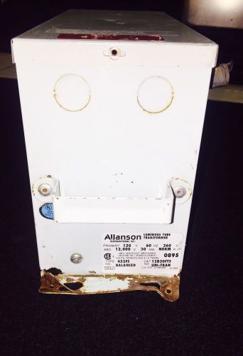 ALLANSON 12000v LUMINOUS TUBE TRANSFORMER 120v 60hz 360va 30ma