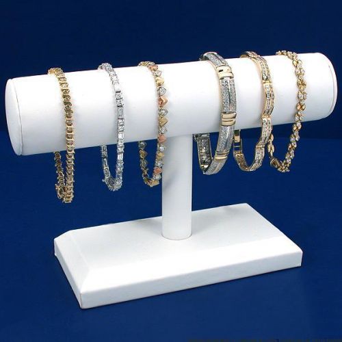 White Faux Leather T Bar Display Bangle Bracelet Watch