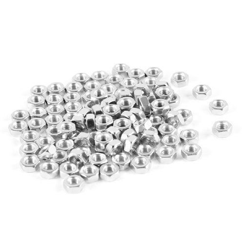 100Pcs M3 3mm Female Thread Hex Metal Nut Fastener Silver Tone