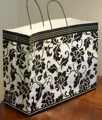 55 ELEGANT LARGE SHOPPING BAGS FOR BOUTIQUE; BLACK &amp; WHITE DESIGN, HIGH QUALITY