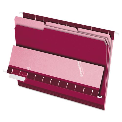 &#034;Pendaflex Interior File Folders, 1/3 Cut Top Tab, Letter, Burgundy, 100/box&#034;