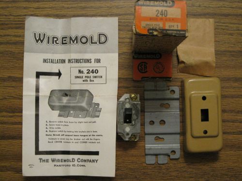 VINTAGE WIREMOLD-ARROW-H&amp;H SINGLE POLE SWITCH WITH BOX NIB